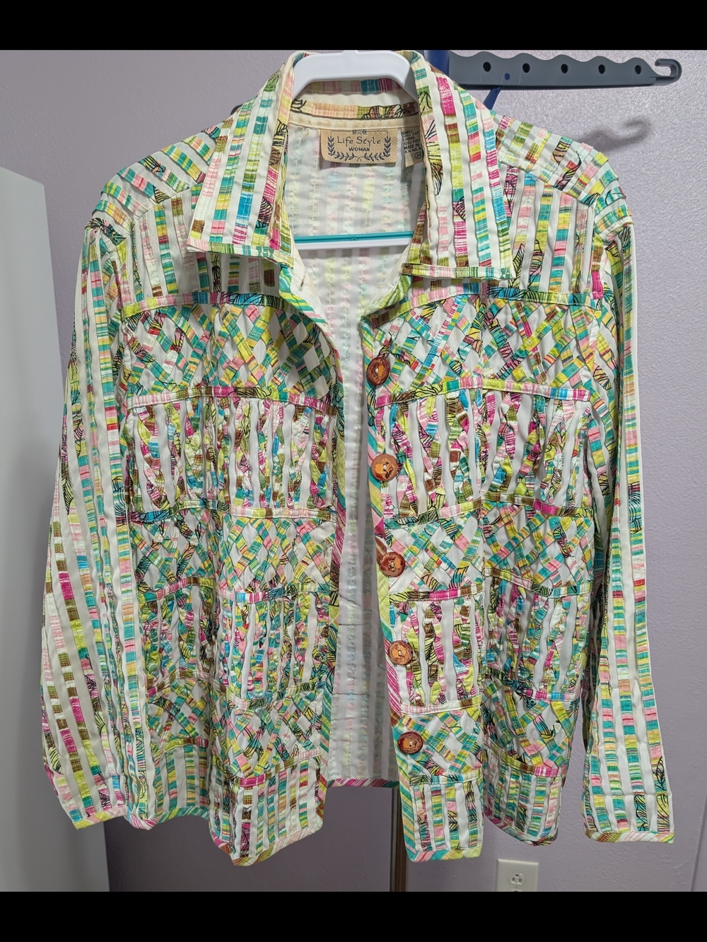 Life Style Woman Cotton Jacket in Pastel Stripes